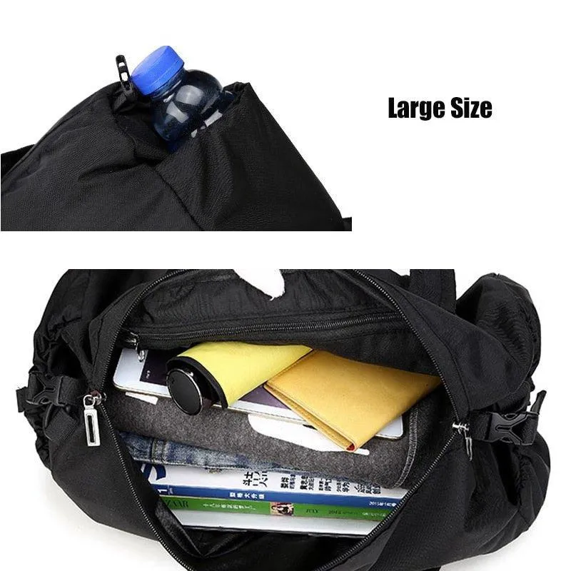 Black Duffle Bag Foldable Lightweight Travel Handbag