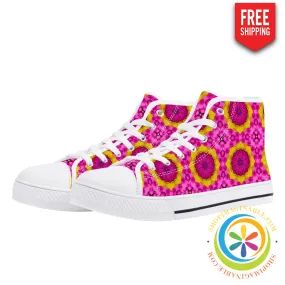 Bright Kaleidoscope Ladies High Top Canvas Shoes