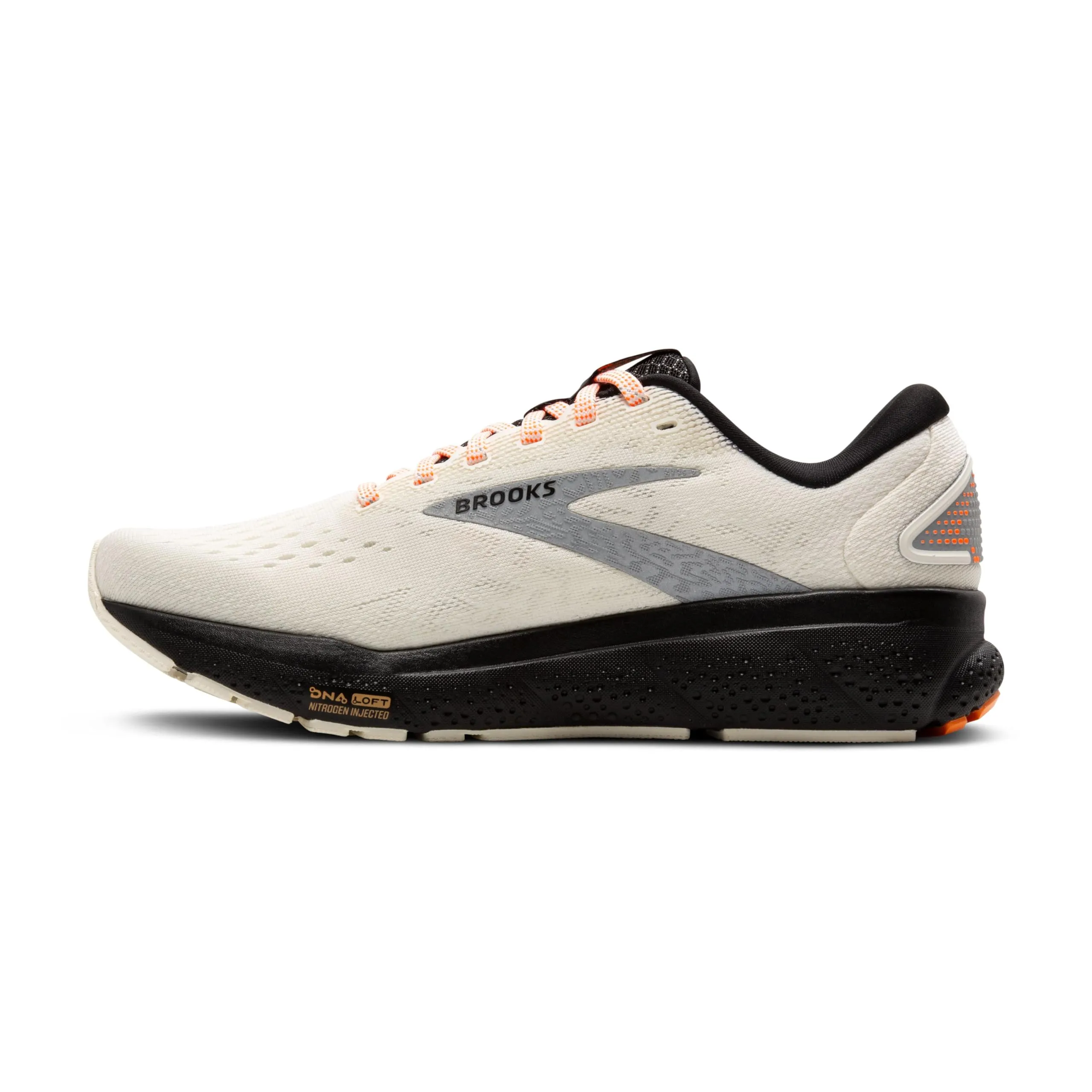 Brooks Women’s Ghost 16 Neutral Running Shoe - Ecru/Orange/Black - 8 Medium