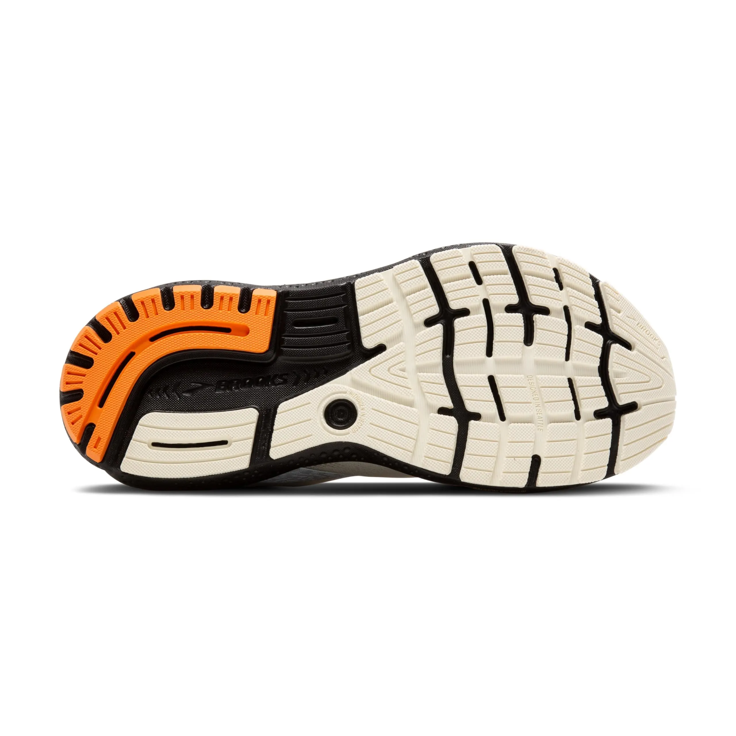 Brooks Women’s Ghost 16 Neutral Running Shoe - Ecru/Orange/Black - 8 Medium