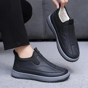 Herensneakers - fleece gevoerd, antislip, slip-on, korte schacht