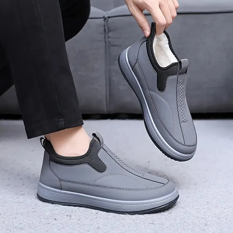 Herensneakers - fleece gevoerd, antislip, slip-on, korte schacht
