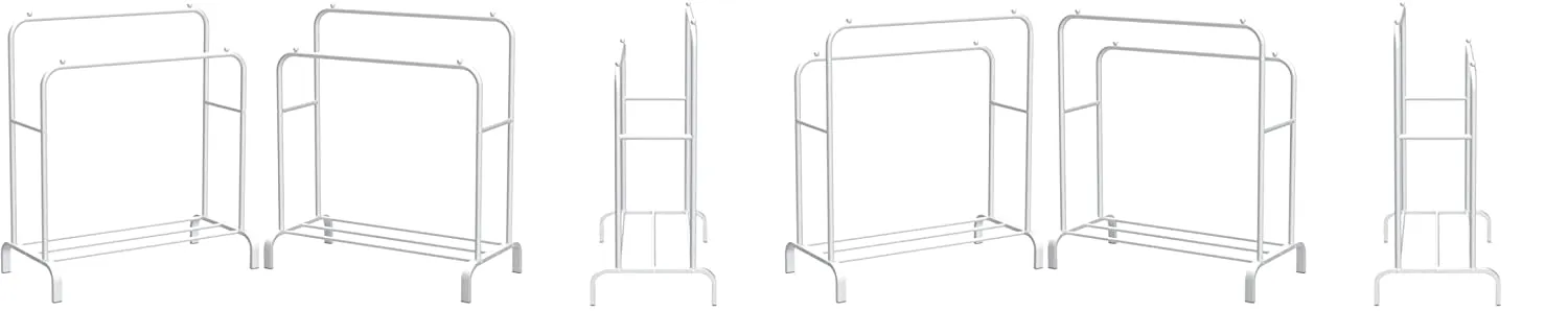 KriShyam®  Double Pole Hanger Garment Rack Freestanding Hanger Double Rods Multi-Functional Bedroom Clothing Rack (Hanger) Black