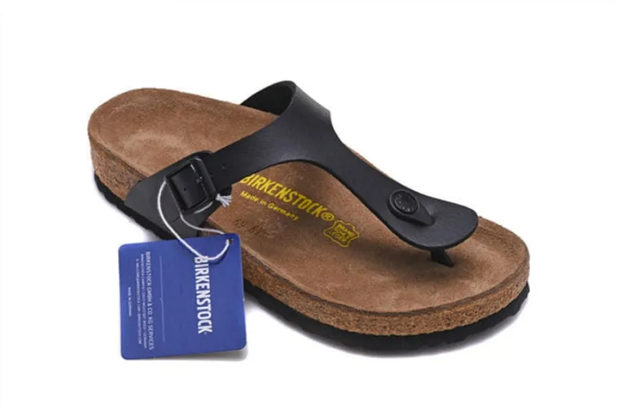 Wide Bk Thong Sandals Flip-flops in Dark Blue with Cork Footbed
