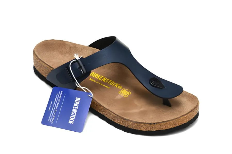 Wide Bk Thong Sandals Flip-flops in Dark Blue with Cork Footbed