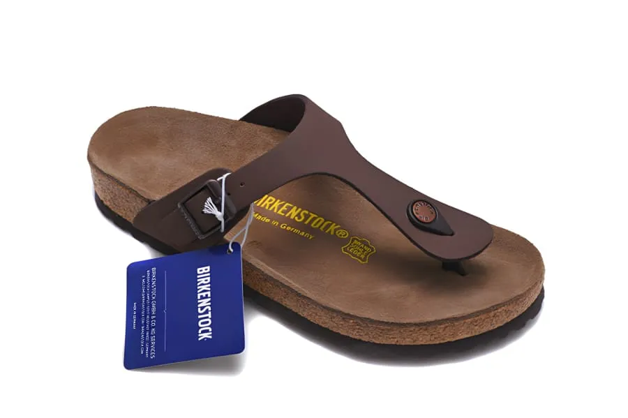 Wide Bk Thong Sandals Flip-flops in Dark Blue with Cork Footbed