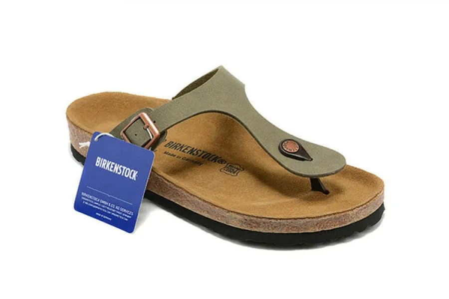 Wide Bk Thong Sandals Flip-flops in Dark Blue with Cork Footbed