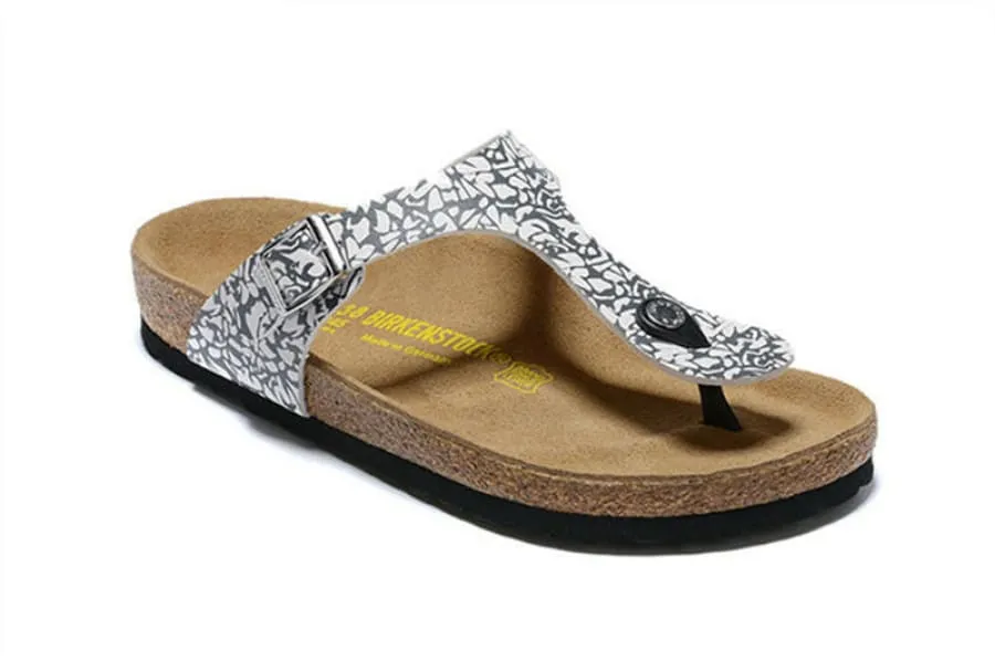 Wide Bk Thong Sandals Flip-flops in Dark Blue with Cork Footbed