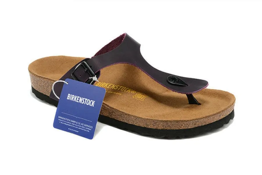 Wide Bk Thong Sandals Flip-flops in Dark Blue with Cork Footbed