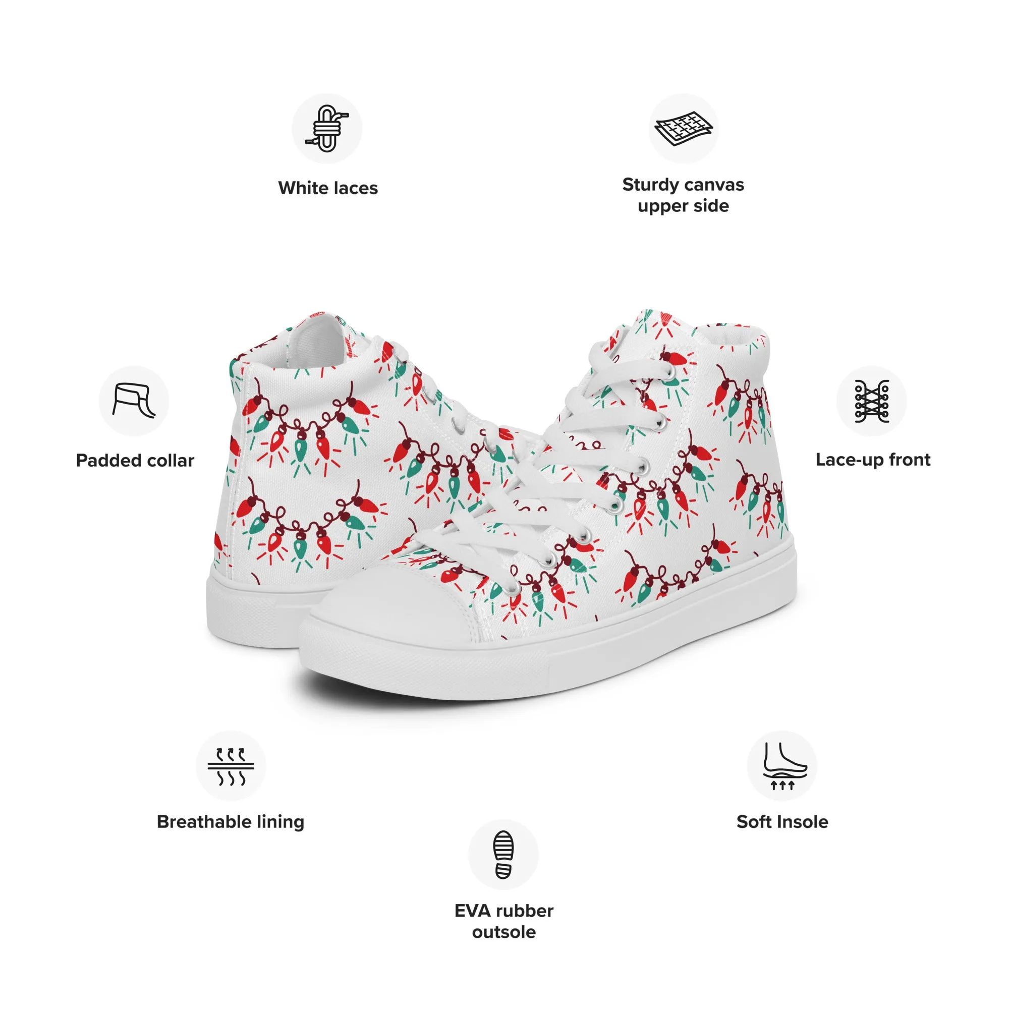 Women Christmas High Top Canvas Shoes (Glamourange Holiday Magic Canvas Shoes For Women - 009)